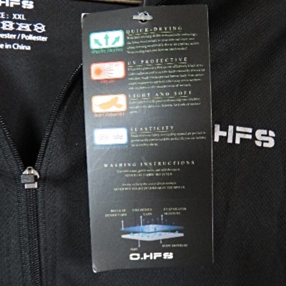 O·HFS Men's Cycling Jersey, Long Sleeve Bicycle Shirt, Reflective, Quick Dry 2XL - Picture 6 of 8